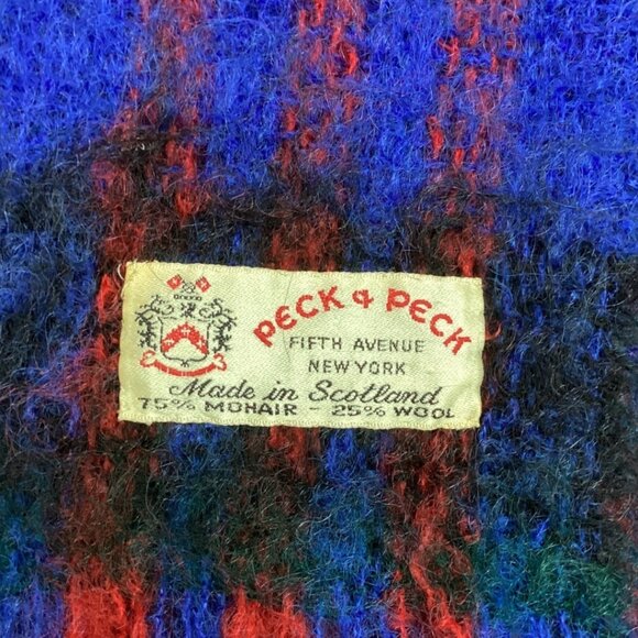Vintage Peck & Peck Fifth Ave NY Scottish Mohair Wool Plaid Large Scarf / Shawl - Picture 6 of 6